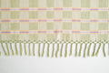 Woven laid fabric with fringe on a white background